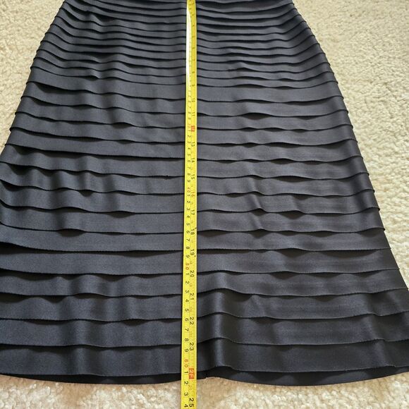JS Collections Lord and Taylor Black Satin Ruffled Pencil Skirt Size 6 - Picture 10 of 10